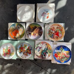 Avon Christmas Plates Rare 1985-1991 1994 & 1995 w/Boxes Porcelain Dish Lot 9